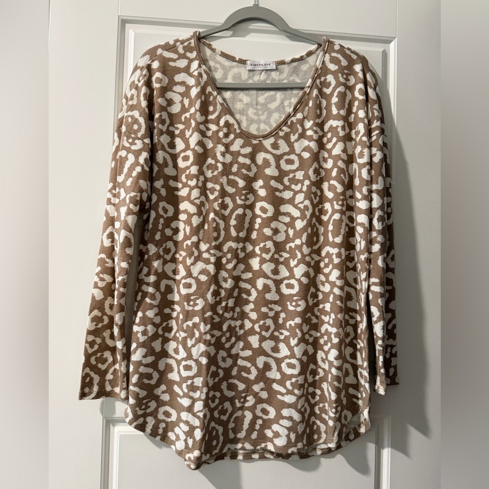 First Love Brown and Cream Animal Print Long Sleeve Top